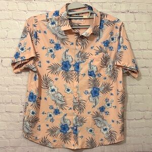 HURLEY Tropical Peach and Blue Floral Men's Shirt Sz: XL